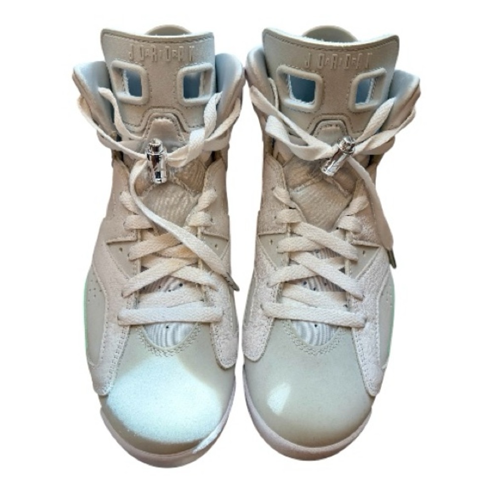 Jordan High-Top Sneakers in White, Mint Green and Light Gray